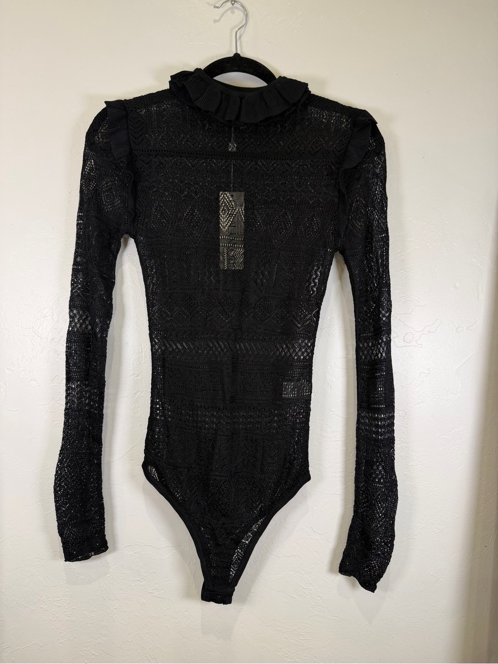 Ronny Kobo Maeve Black Lace Long Sleeve Bodysuit Size XS NWT - Picture 3 of 7